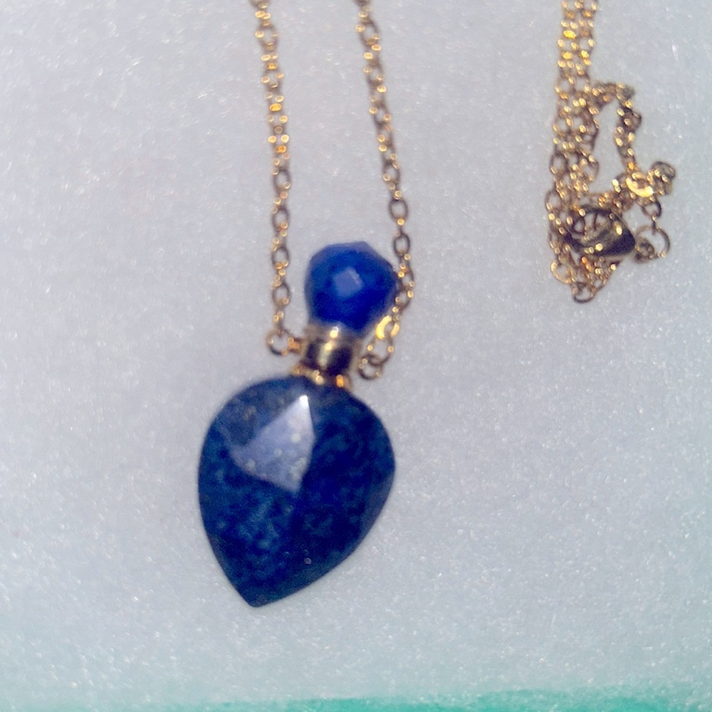 Lapis Lazuli Perfume Bottle 24” long Neckl…